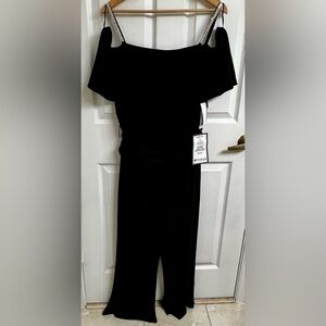 NWT Macy’s R Richard’s Jumpsuit formal off the shoulder black with silver gems